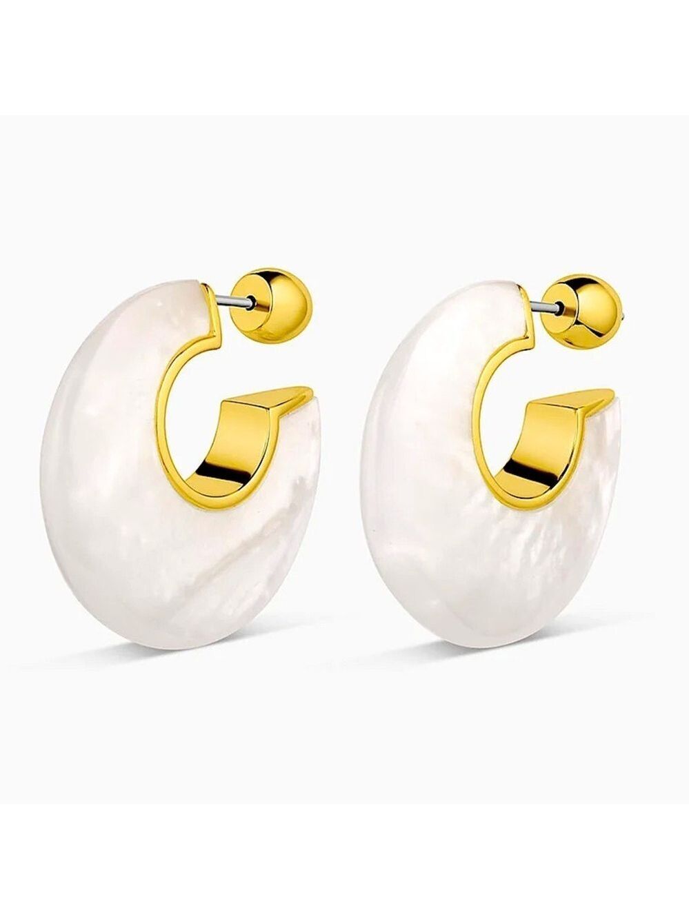 Gorjana Paseo Marble Arc Hoop White Earrings New